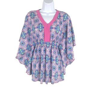 Cabana Life Swim Cover Up Top Multicolored Print Beach Girls' Size 10